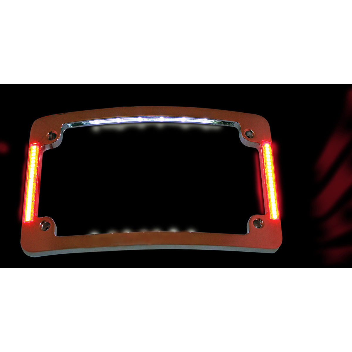 Custom Dynamics #TF06-C - Tri-Radius License Plate Frame with Flushmount LEDs - Chrome