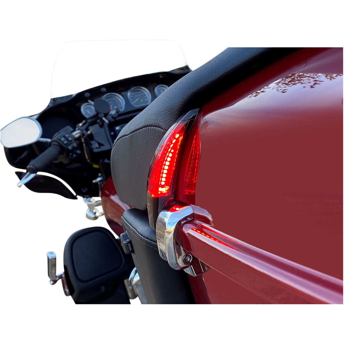 Custom Dynamics #CD-TPBR-14-RB - Sequential Tour Pak Seat Back Rest LED Lights - Black/Red - FLH