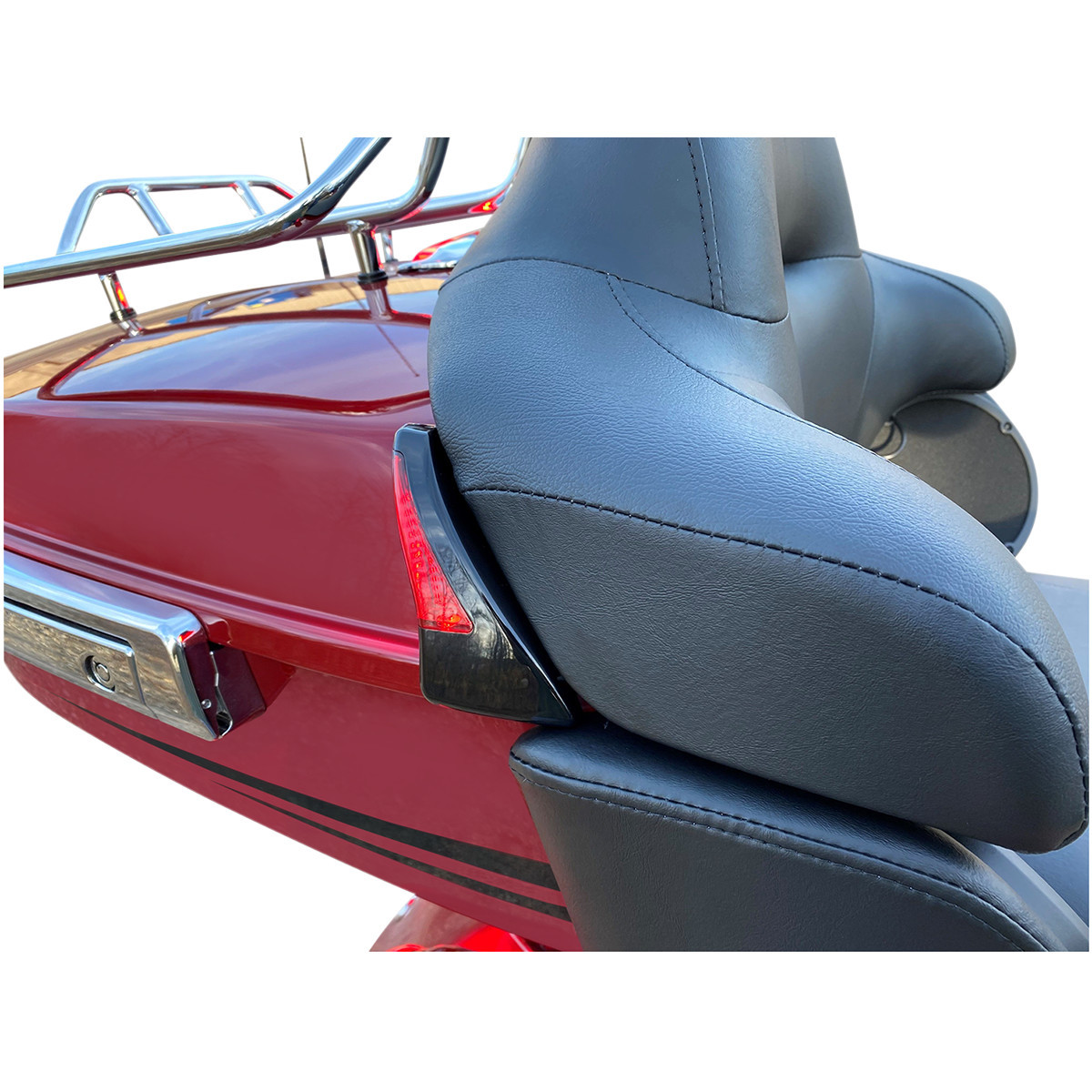 Custom Dynamics #CD-TPBR-14-RB - Sequential Tour Pak Seat Back Rest LED Lights - Black/Red - FLH