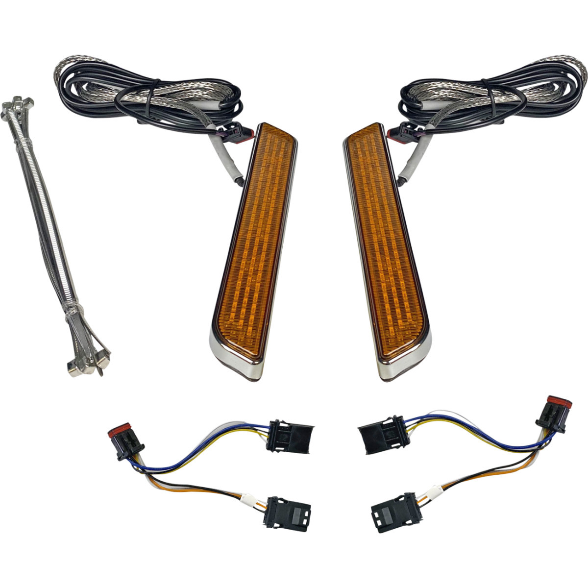 Custom Dynamics #CD-FORK-BCM-AC - LED Fork Light - Amber - Chrome