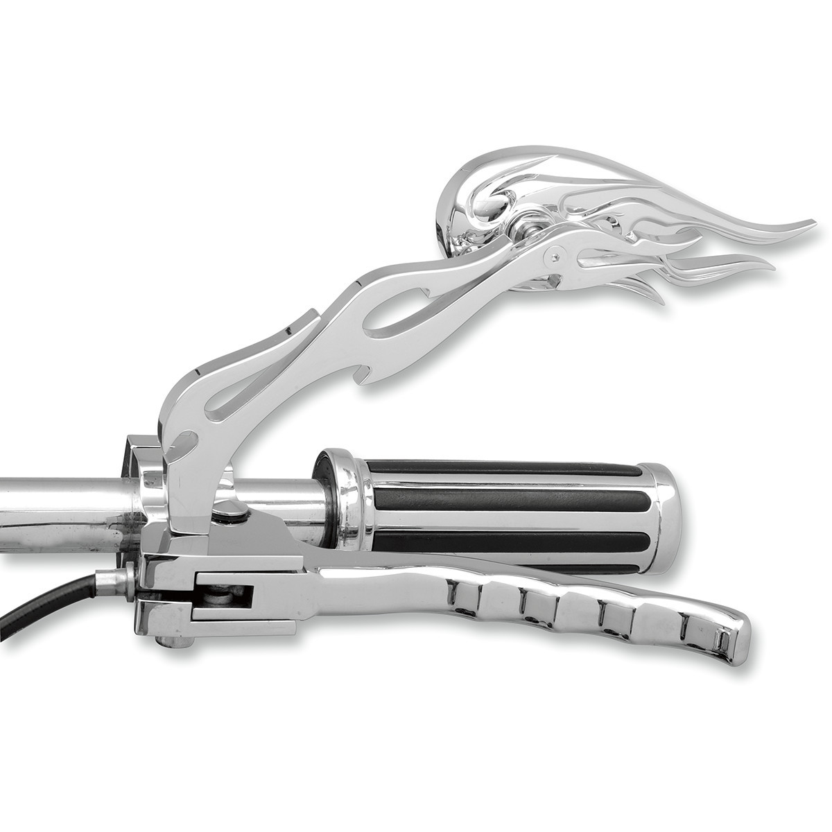 Drag Specialties - Mirrors - Flame - Side View - Oblong - Chrome - Pair