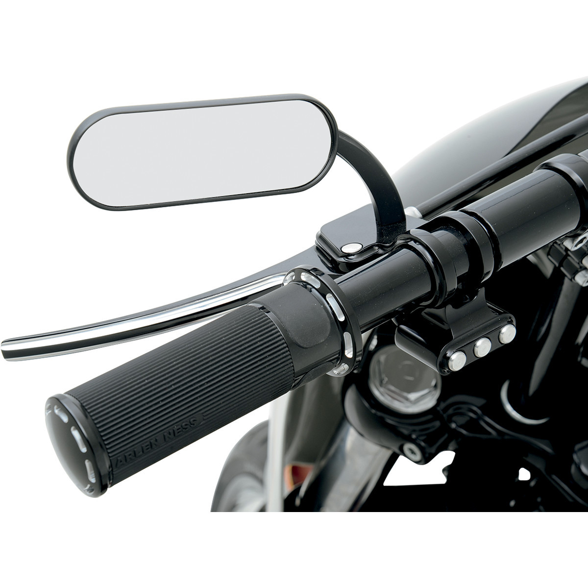 Arlen Ness #13-412 - Mirror - Micro - Mini - Side View - Oval - Black - Left
