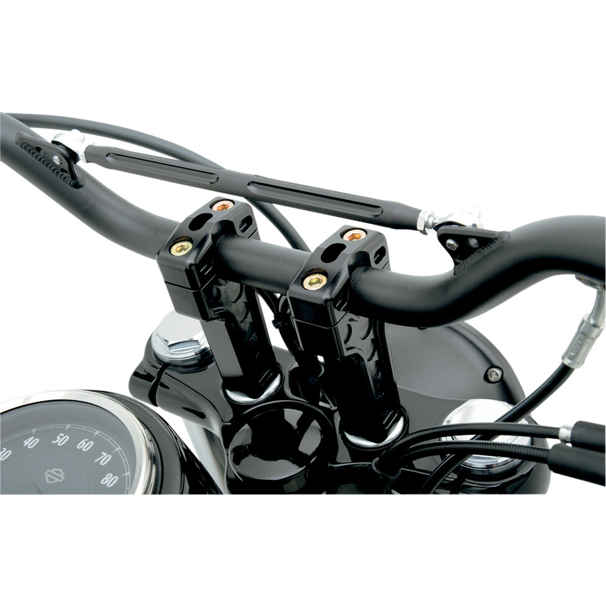 Joker Machine #03-864B - Dual Handlebar Riser Clamp Assembly - 4" - Harley Davidson - Black