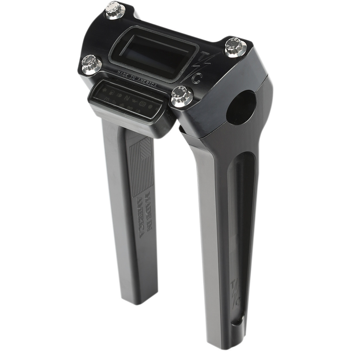 Thrashin Supply CO. #TSC-8025-1 - Handlebar Risers - Straight - 8" - Gauge Cutout - Black