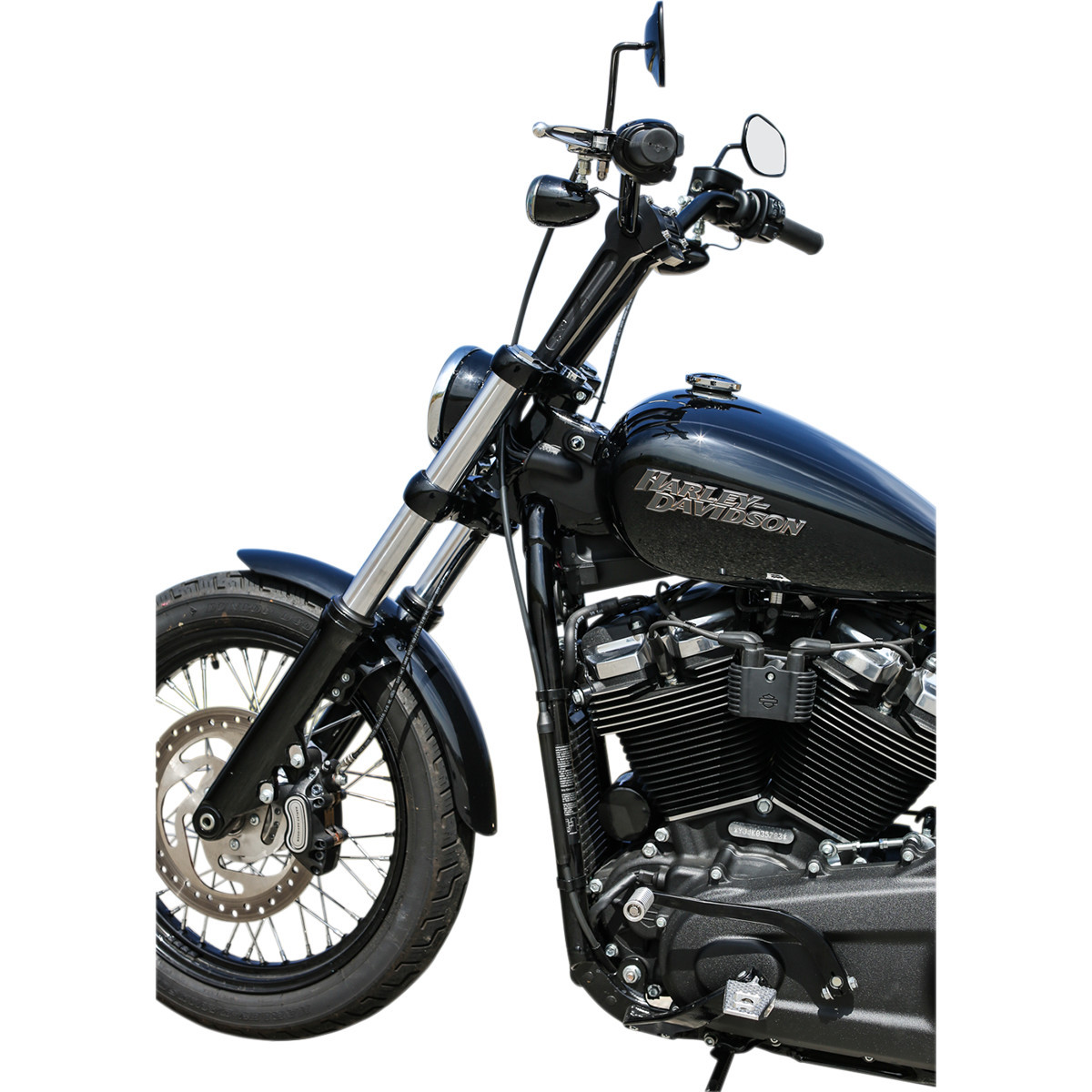 Thrashin Supply CO. #TSC-8025-1 - Handlebar Risers - Straight - 8" - Gauge Cutout - Black