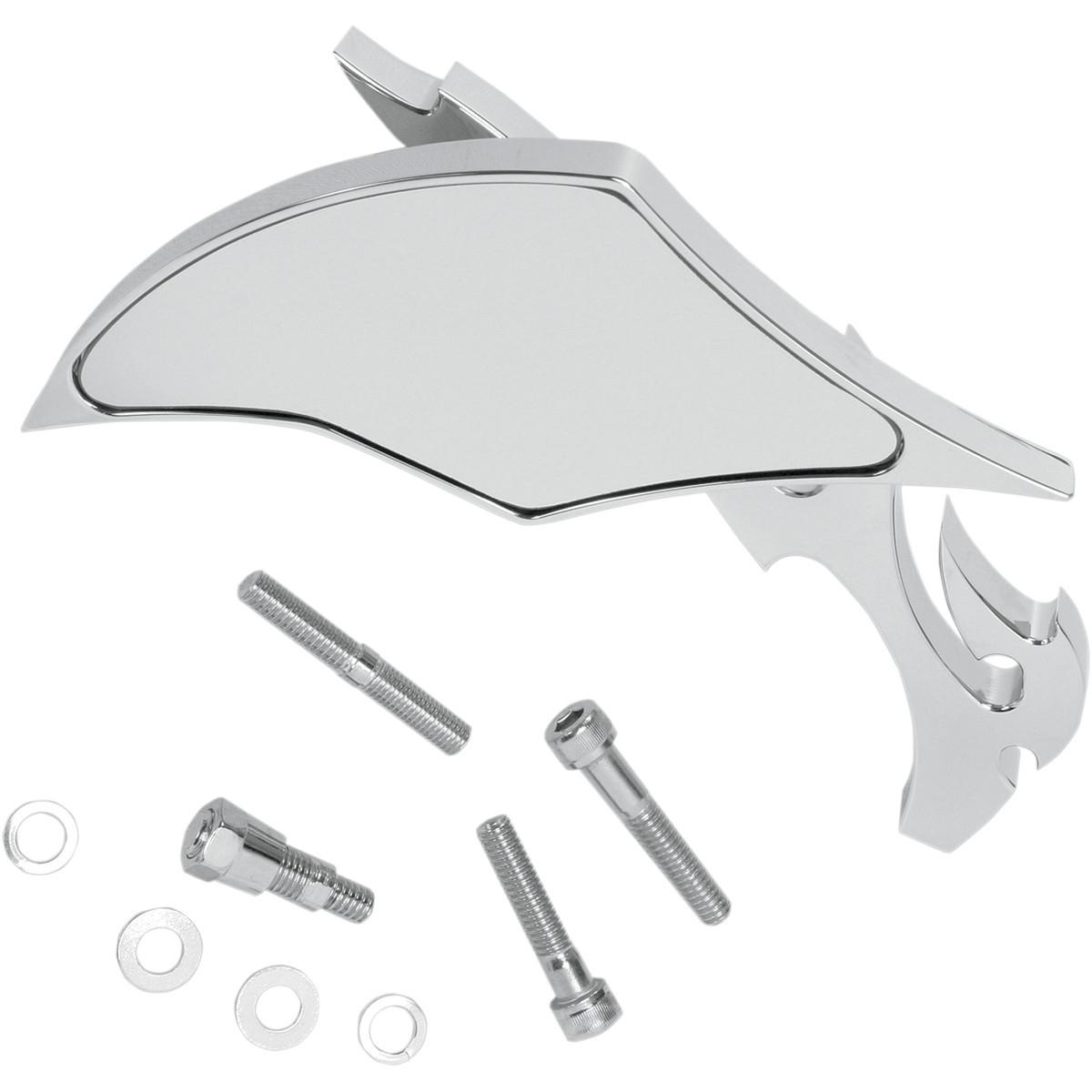 Pro-one Perf.mfg. #104220 - Mirror - Flame - Side View - Milled - Oblong - Chrome - Left