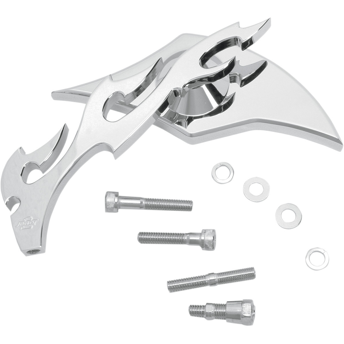Pro-one Perf.mfg. #104220 - Mirror - Flame - Side View - Milled - Oblong - Chrome - Left