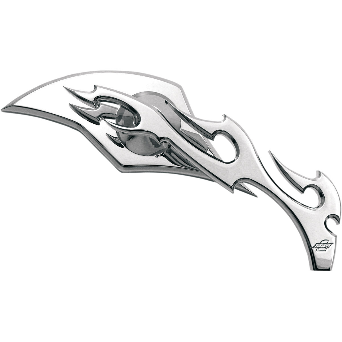 Pro-one Perf.mfg. #104230 - Mirror - Flame - Side View - Milled - Oblong - Chrome - Right