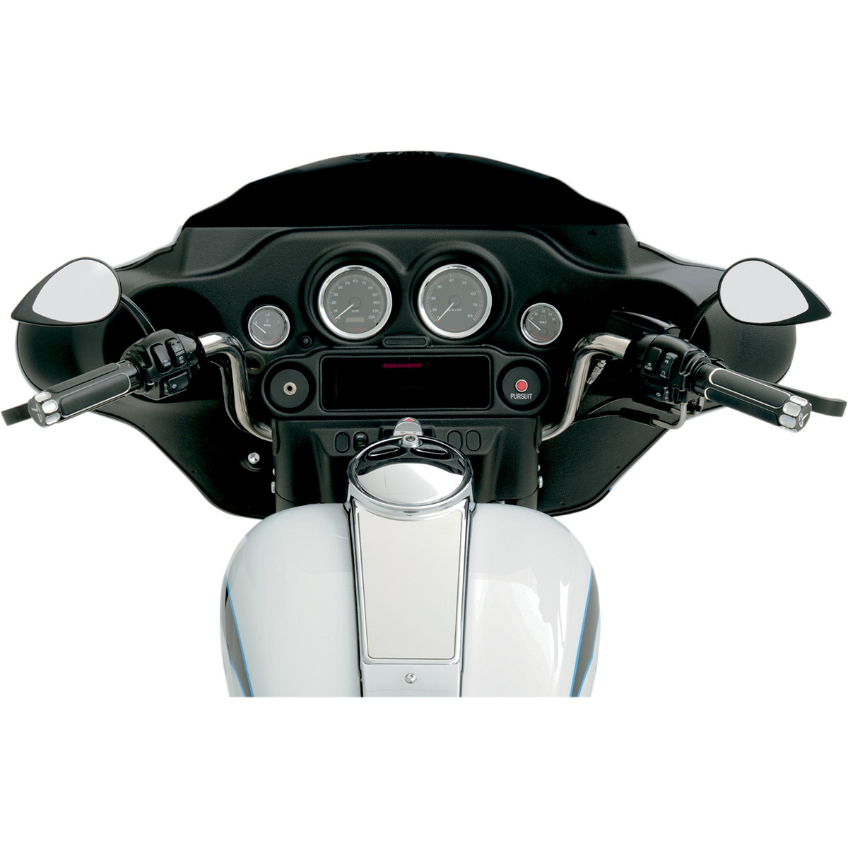 Drag Specialties - Mirror - Side View - Teardrop - Black - Curved/Long Stem - Each