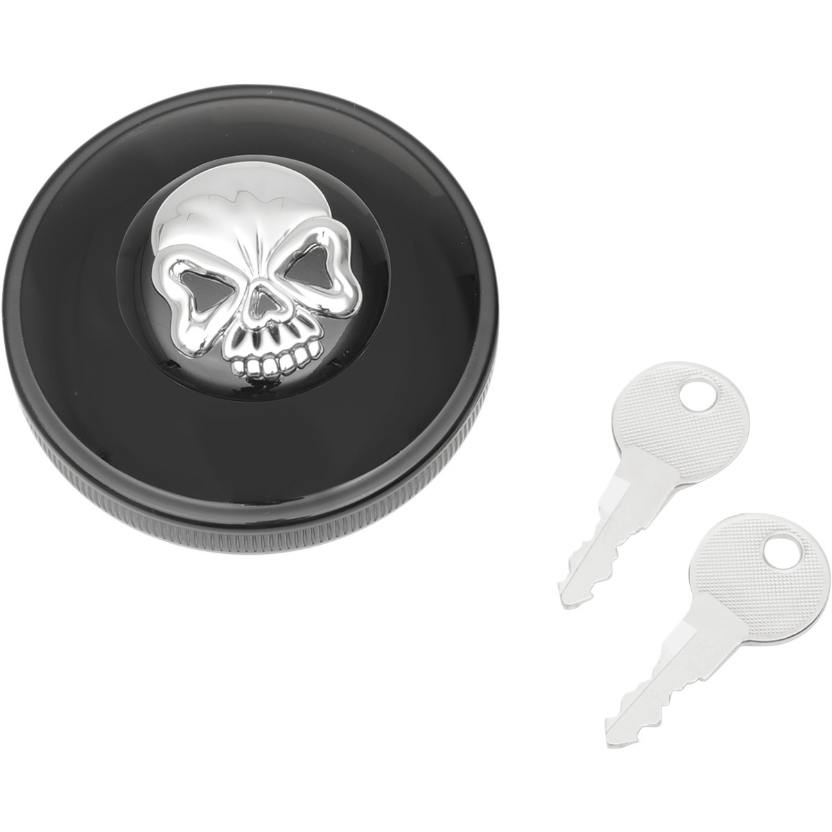 Drag Specialties - Locking Gas Cap - Skull - Vented - Gloss Black