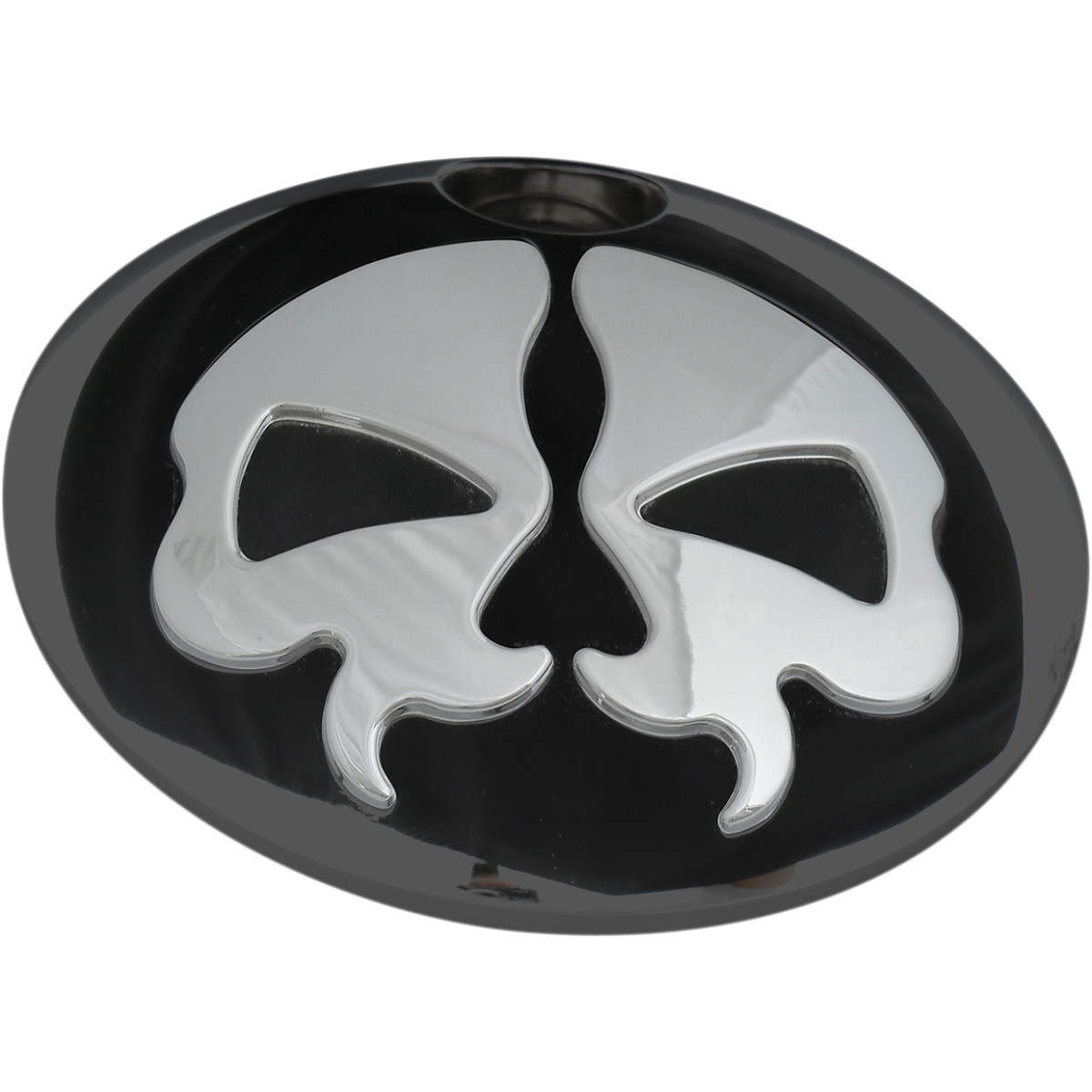 Drag Specialties - Fuel Door - Split Skull - Black with Chrome