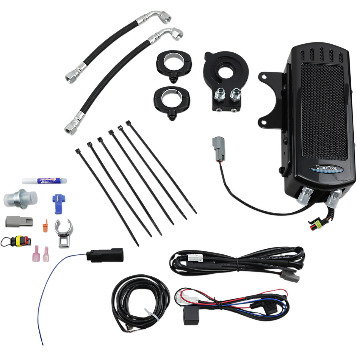 Ultracool #SMT8-1G - Frame Mount Oil Cooler Kit - Gloss Black - M8 Touring/Trike
