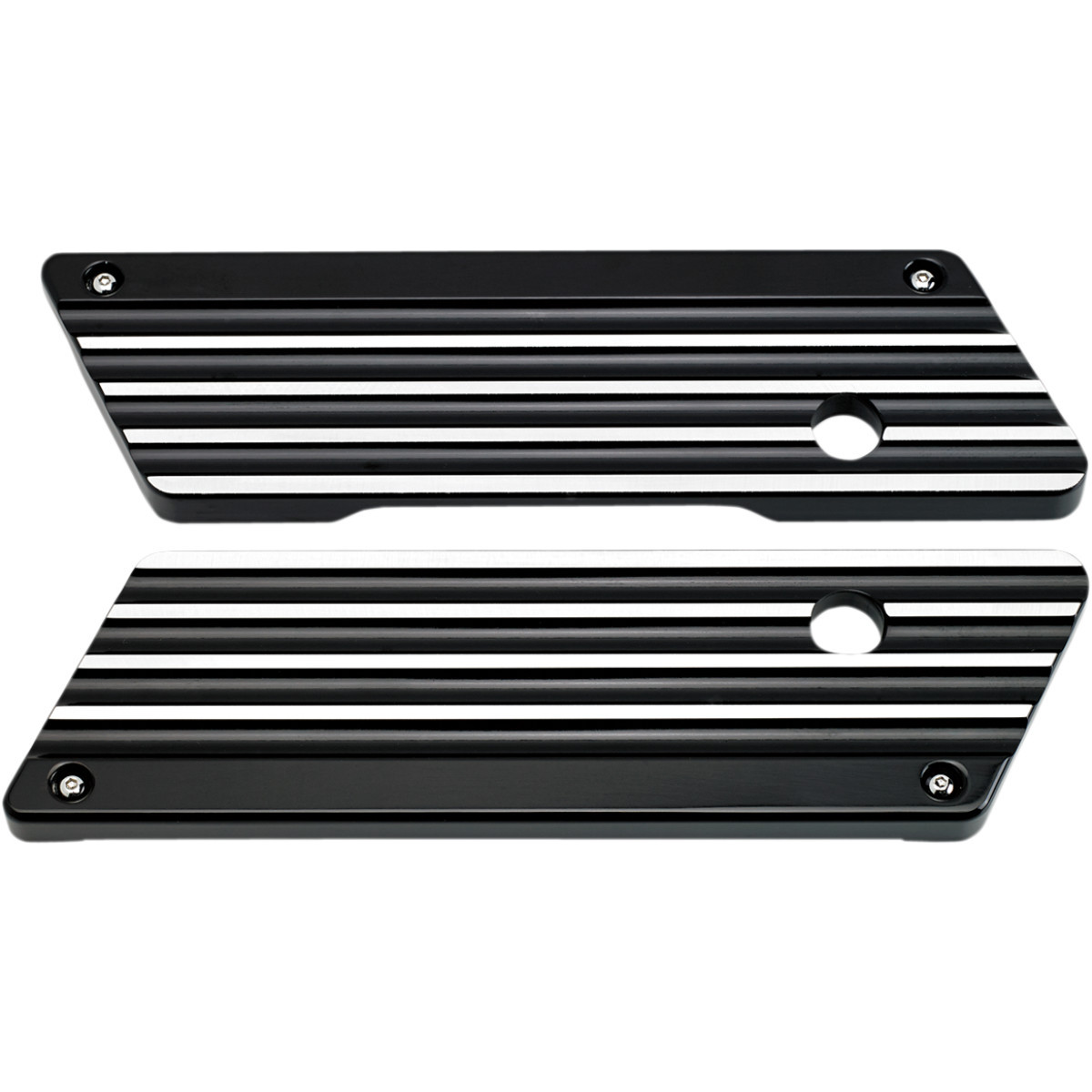 Joker Machine #04-50-1B - Finned Saddlebag Latch Covers - Black - FL '93-'13