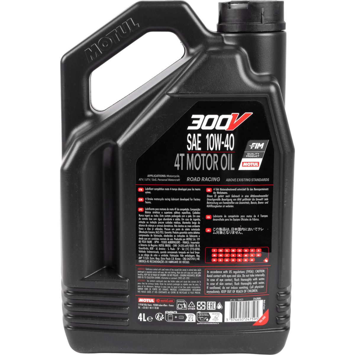 Motul #104121 - 300V Synthetic Ester Oil - 10W-40 - 4L