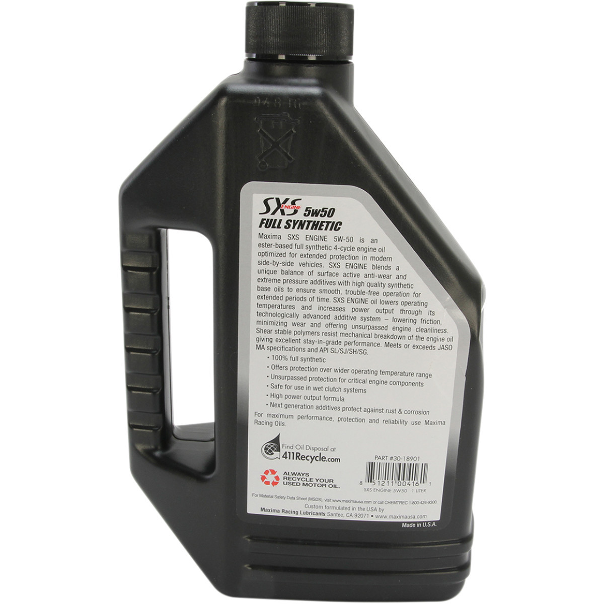 Maxima Racing OIL #30-18901 - SXS UTV Synthetic 4T Oil - 5W-50 - 1L