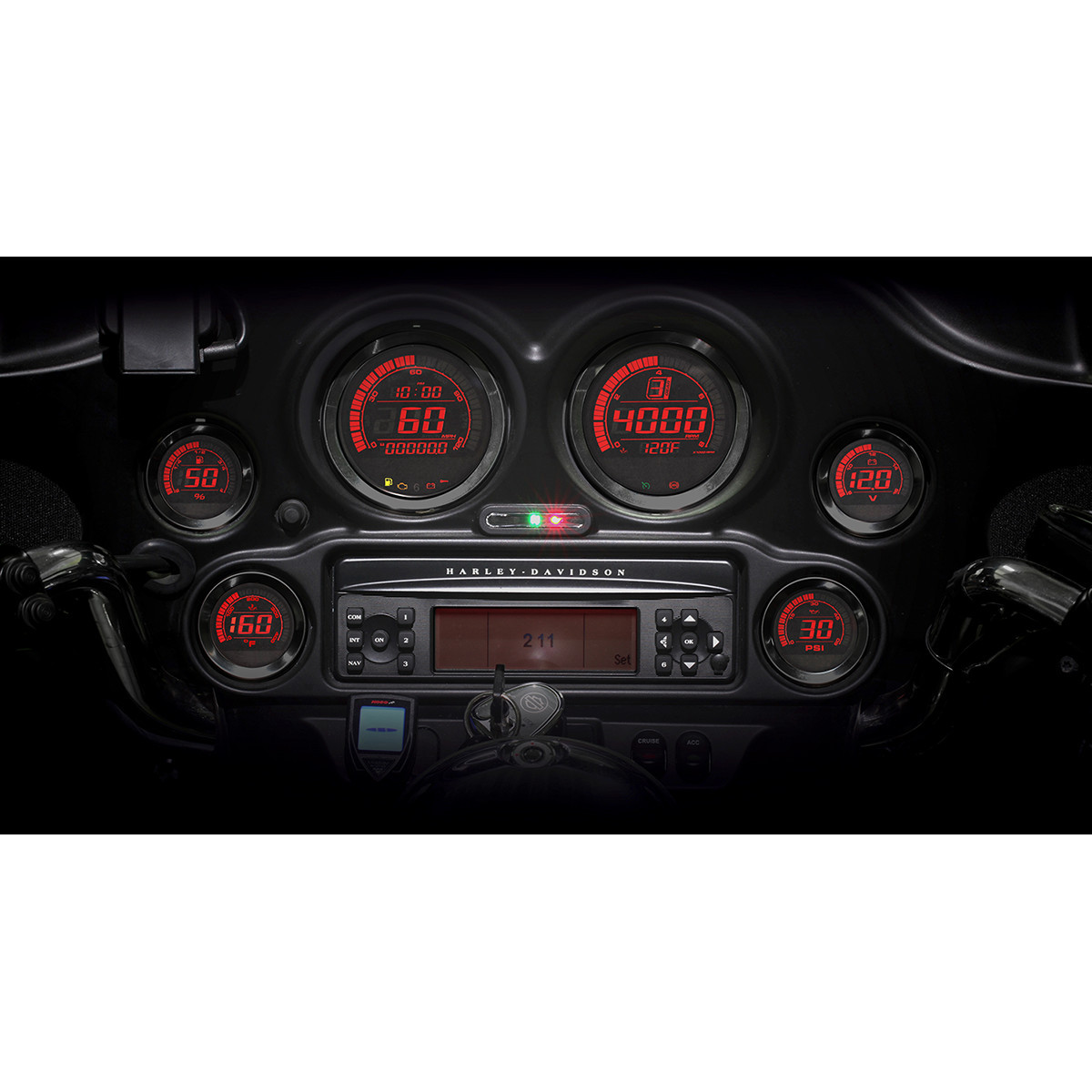 Koso North America #BA050907 - HD-02 6-Piece Gauge Kit - Black