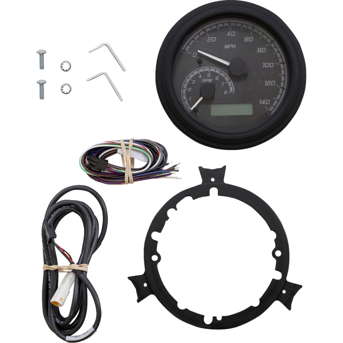 Dakota Digital #MVX-2004-KG-K - MVX Series Fatbob Analog/Digital Gauge System - Black/Gray/Black
