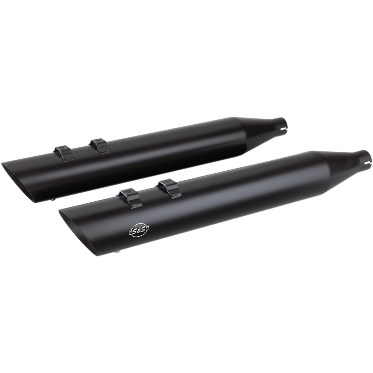 S&S Cycle #550-0696 - Slash Cut Slip-On Mufflers - Black - M8 FL