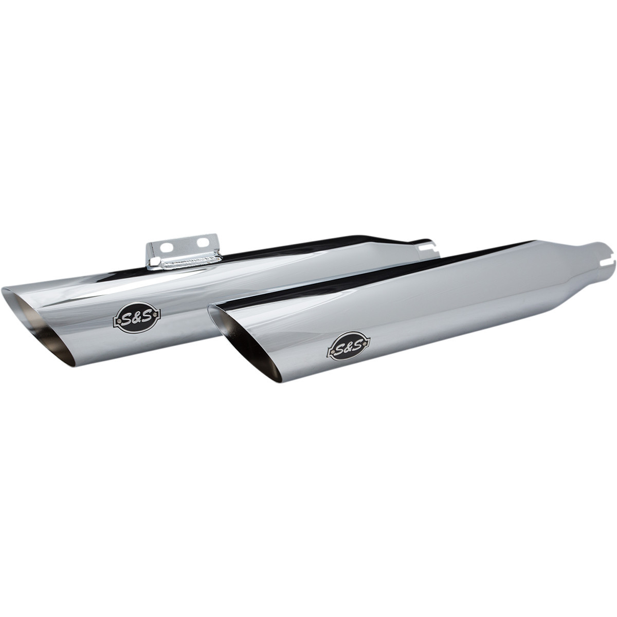 S&S Cycle #550-0753B - Slash-Cut Slip-On Mufflers - 50 State - Chrome - FLFB