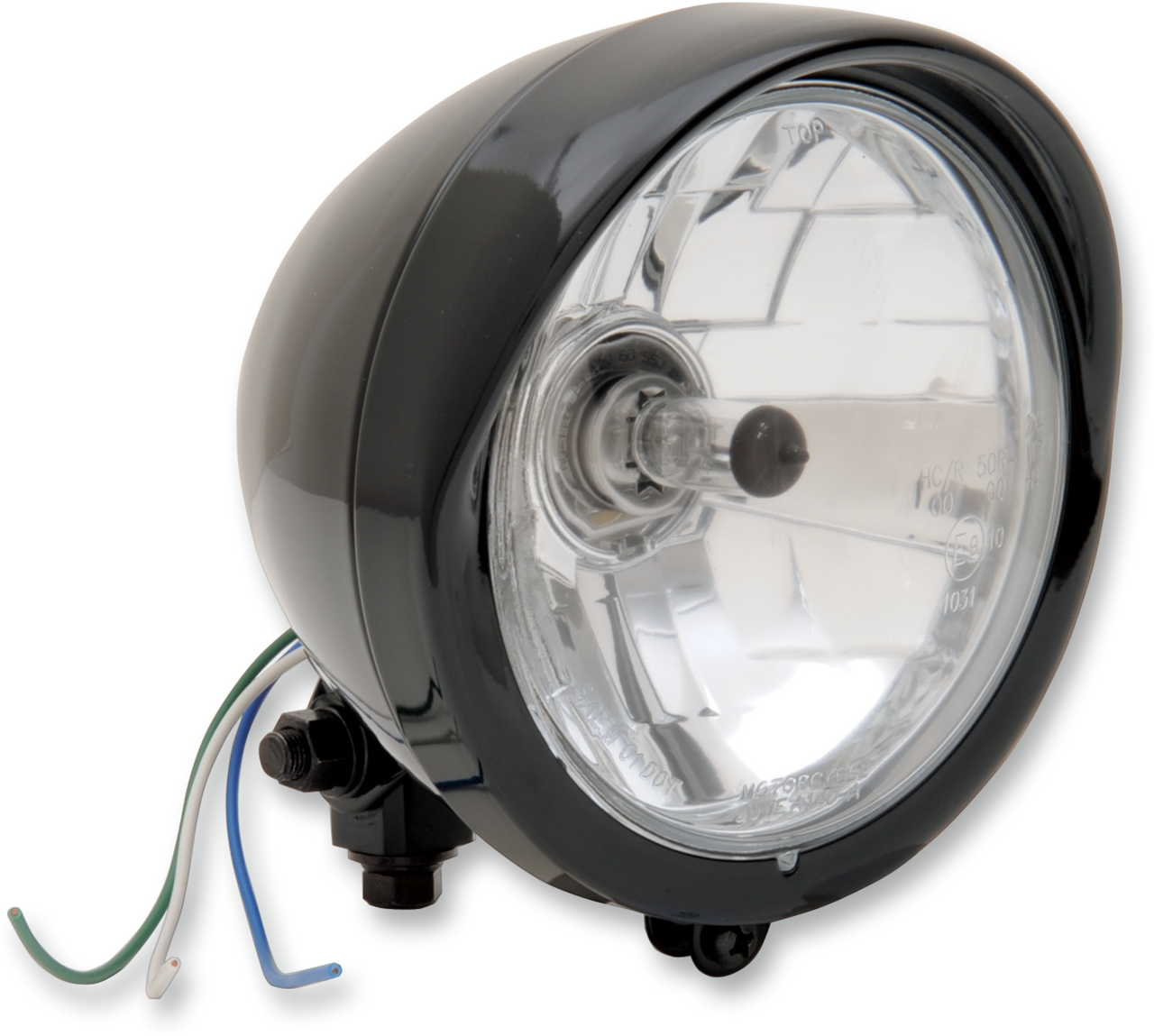5-3/4" Head Light with Visor - Clear Lens - Black
