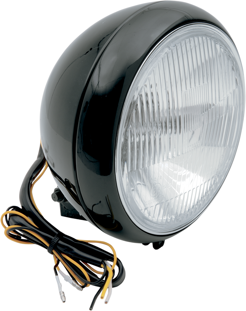 7" Smooth Headlight - FLST - Black