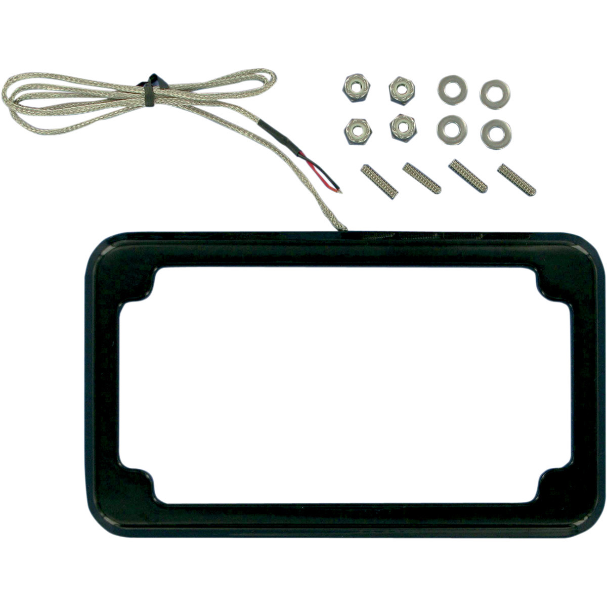 Cycle Visions #CV-4616B - Beveled License Plate Frame - Black - with Plate Light