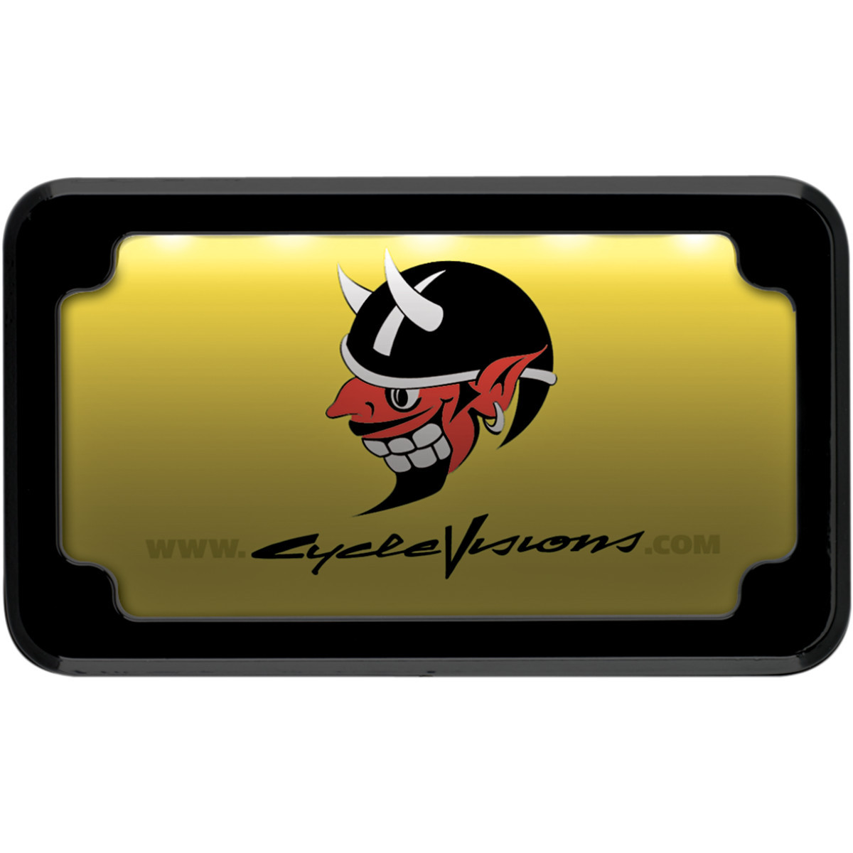 Cycle Visions #CV-4616B - Beveled License Plate Frame - Black - with Plate Light