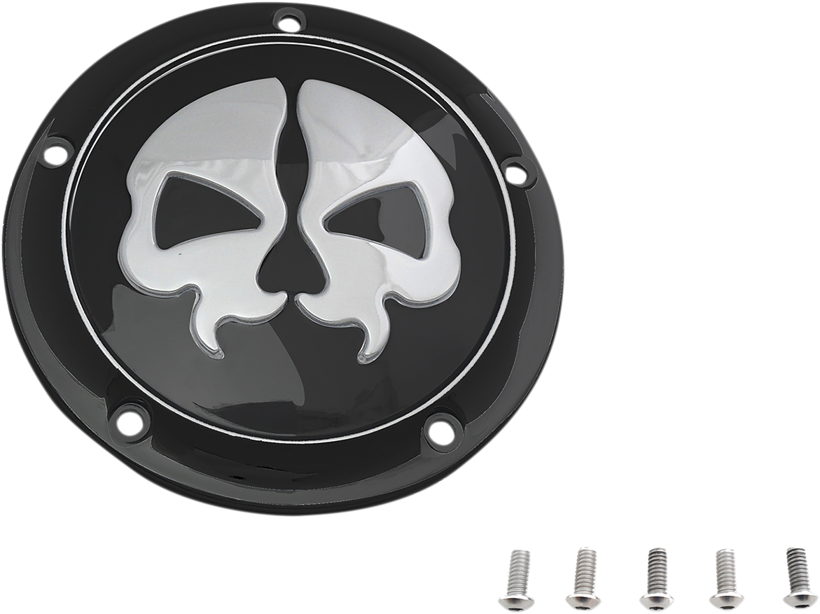Drag Specialties Split Skull Derby Cover - Black - 5-Hole