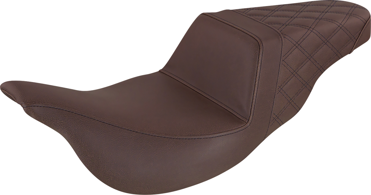 Step Up Seat - Rear Lattice Stitched - Brown - FLH