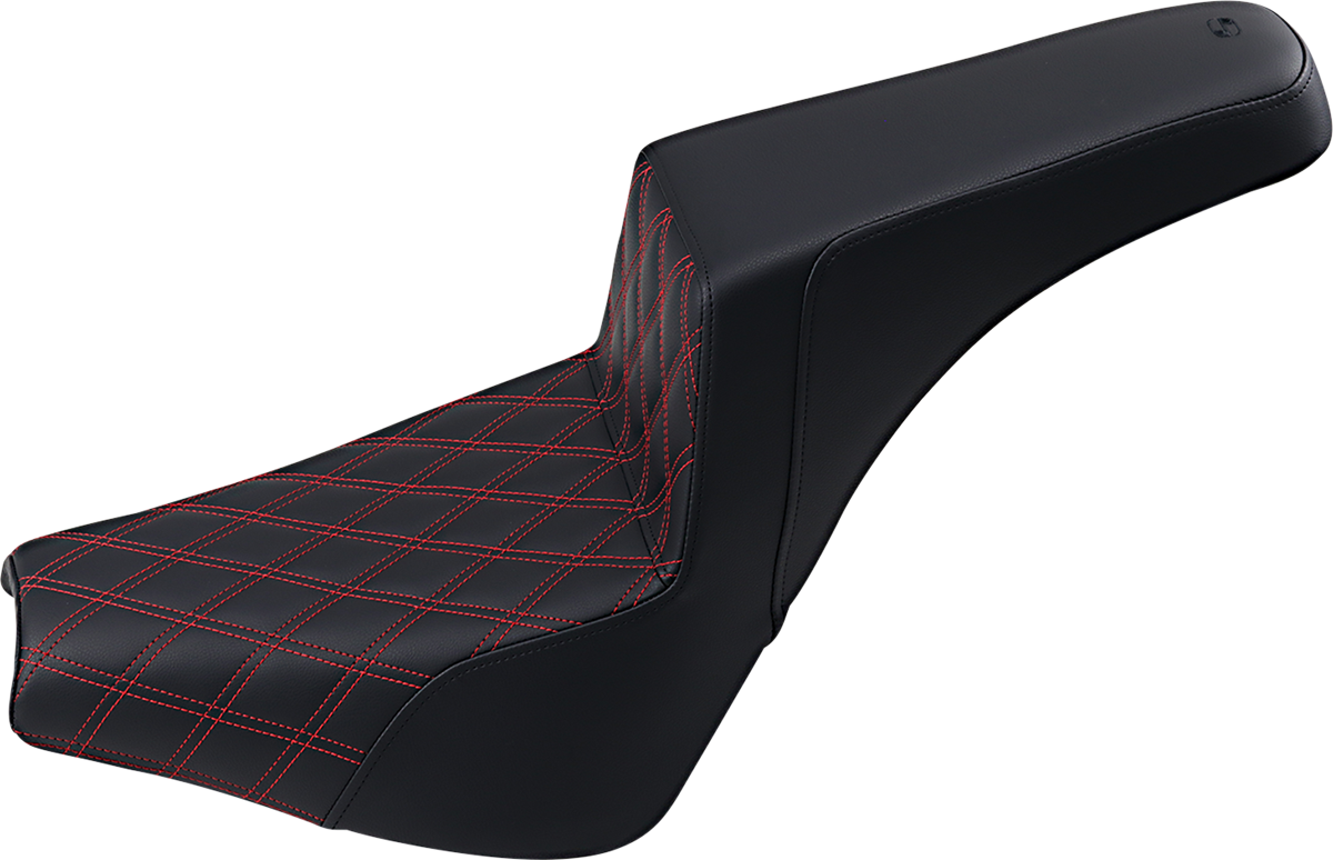 Saddlemen Step-Up Seat - Front Lattice Stitch/With Red Stitching - Black