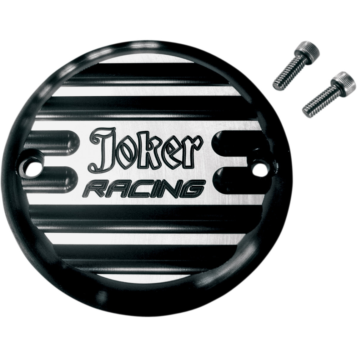 Joker Machine #02-98JFB - Points Cover - Finned Joker Racing - 2 Hole - Black Anodized