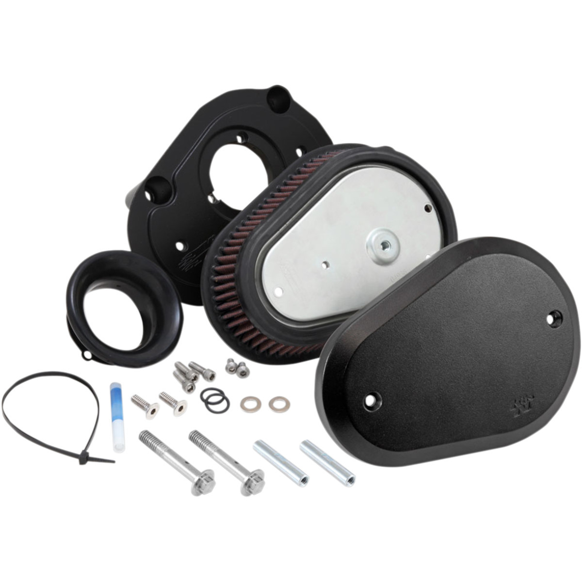 K & N #RK-3932B - Street Metal Air Intake Kit - Flare - Black - Twin Cam