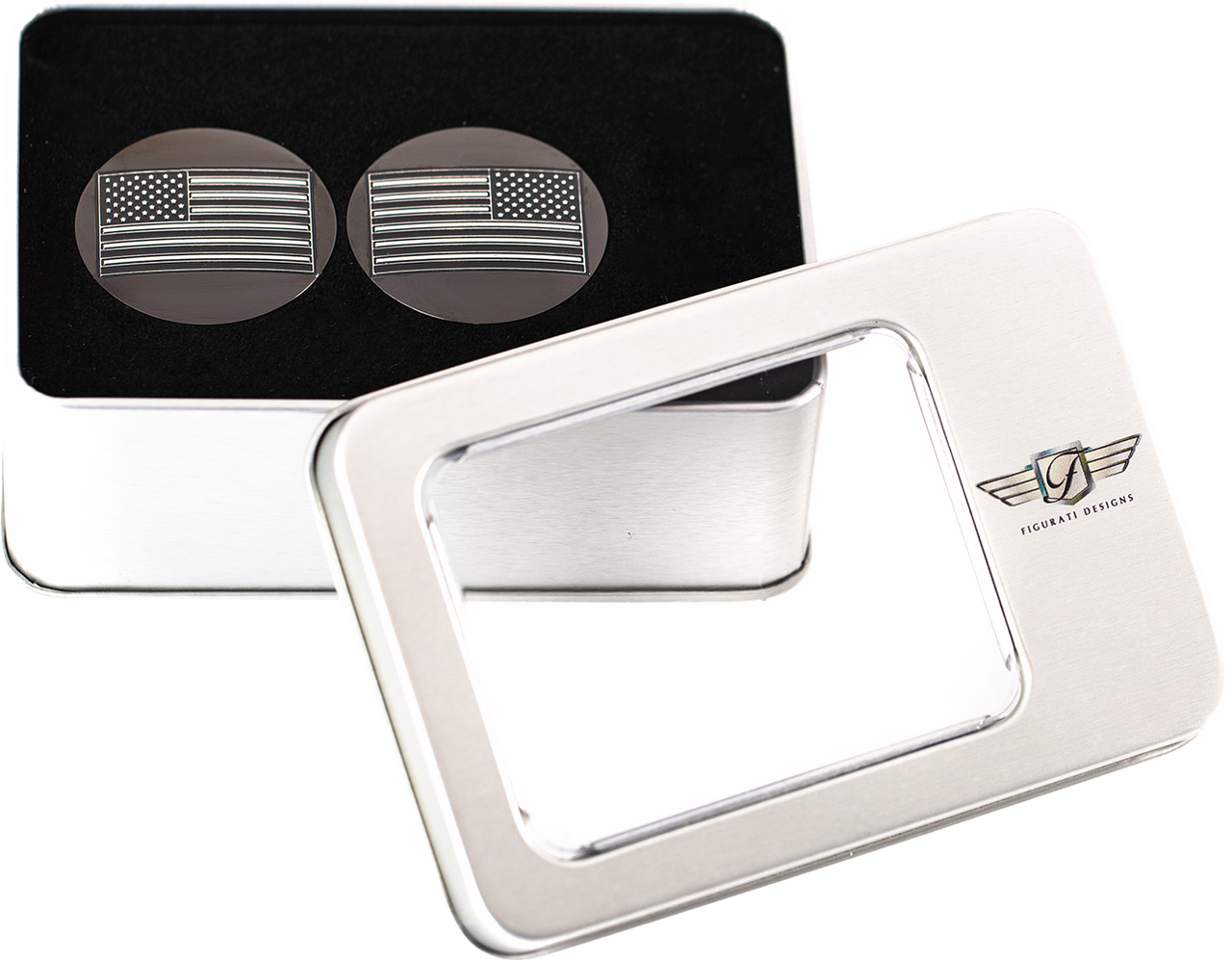 Figurati Designs Swing Arm Covers - Black Contrast Cut American Flag - Custom - Reversed - Black (#FD26R-AF-CC-BK)