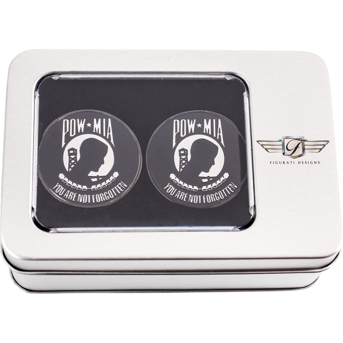 Figurati Designs #FD55-POW-BLK - Swing Arm Covers - POW MIA - Custom - Black
