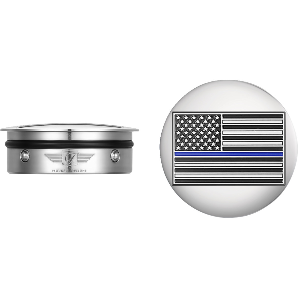 Figurati Designs #FD70-ABFL-SS - Swing Arm Covers - Blue Line American Flag - Custom - Reversed