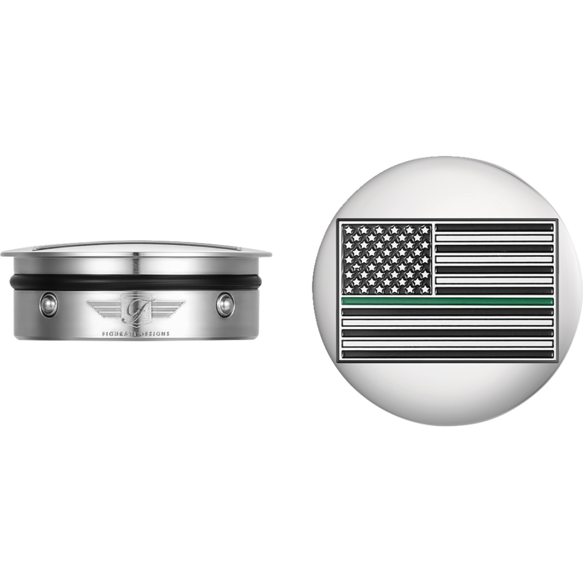 Figurati Designs #FD72-AFGL-SS - Swing Arm Covers - Green Line American Flag - Custom - Reversed