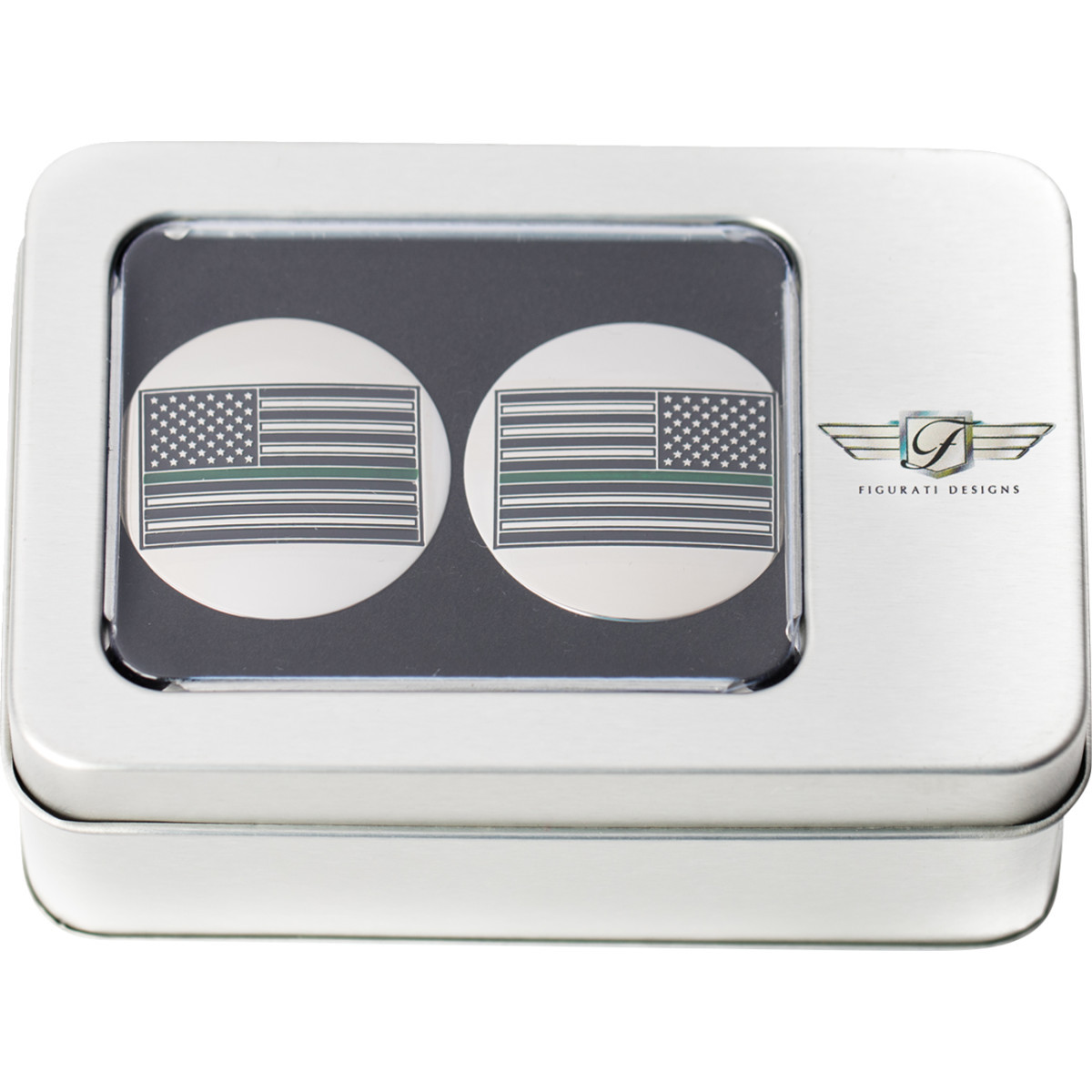 Figurati Designs #FD72-AFGL-SS - Swing Arm Covers - Green Line American Flag - Custom - Reversed