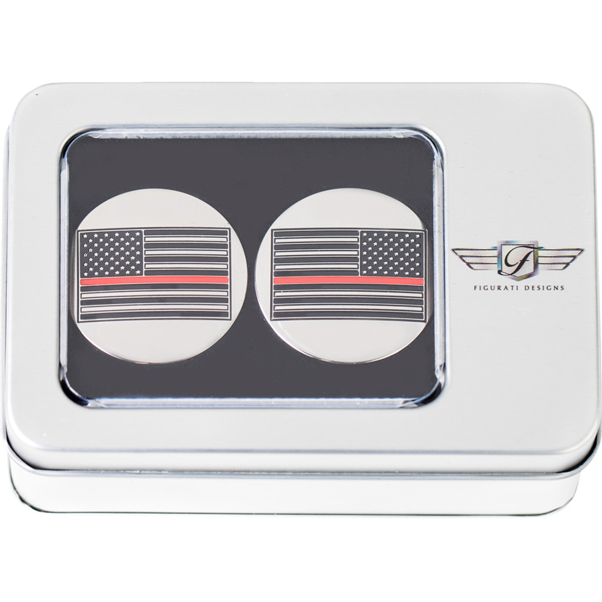 Figurati Designs #FD73-AFRL-SS - Swing Arm Covers - Red Line American Flag - Custom - Reversed