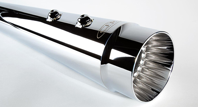 CFR Slip-On Mufflers for 17+ Touring - Single Fluted Chrome