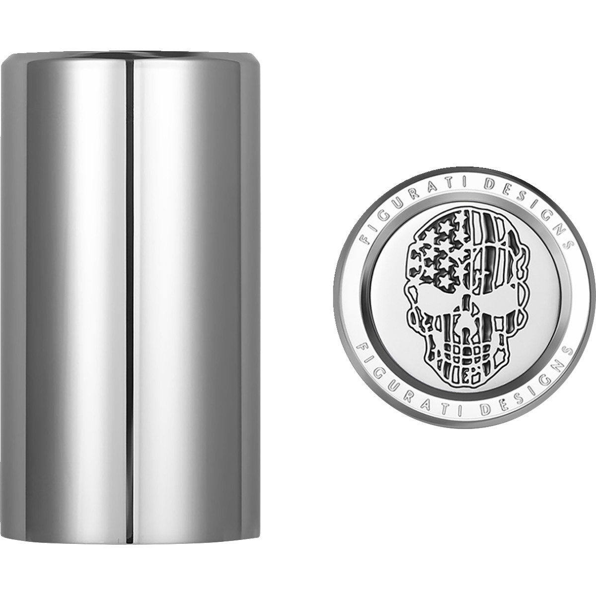 Figurati Designs #FD27-DC-2545-SS - Docking Covers - American Flag Skull - Contrast Cut - Silver