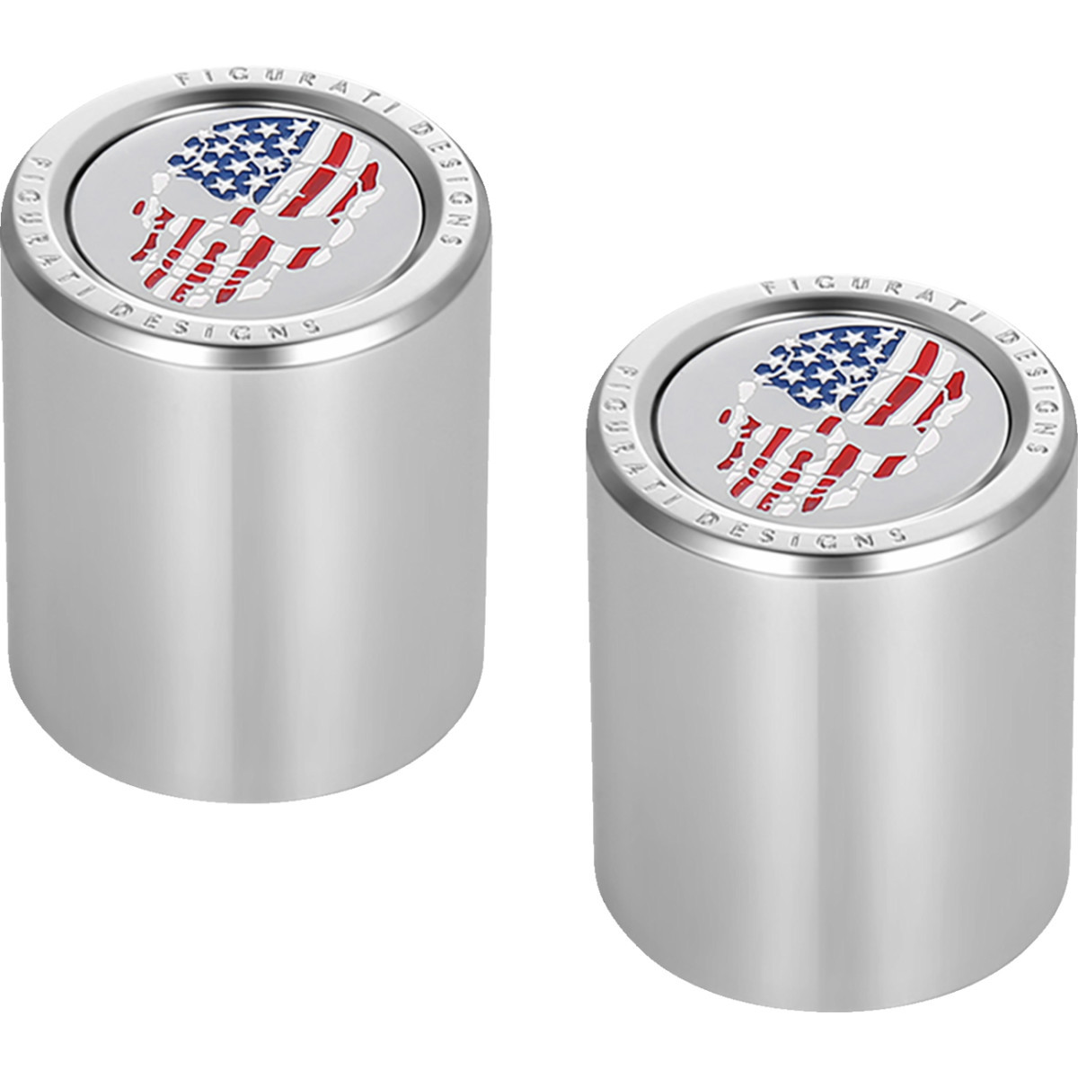 Figurati Designs #FD24-DC-2730-SS - Docking Covers - Red/White/Blue American Flag Skull - Silver