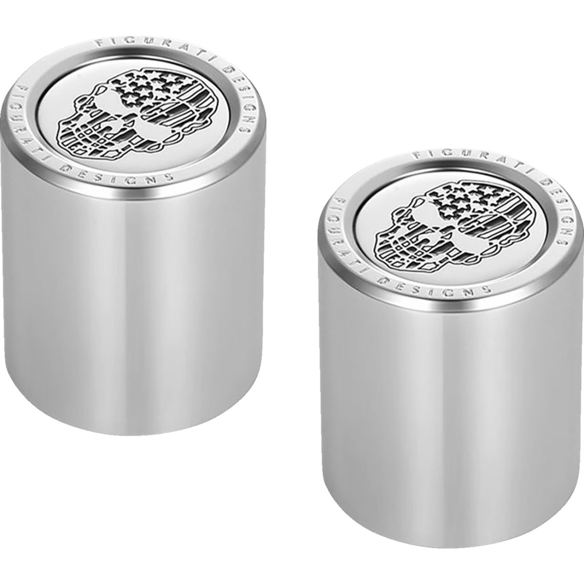 Figurati Designs #FD27-DC-2730-SS - Docking Covers - American Flag Skull - Contrast Cut - Silver