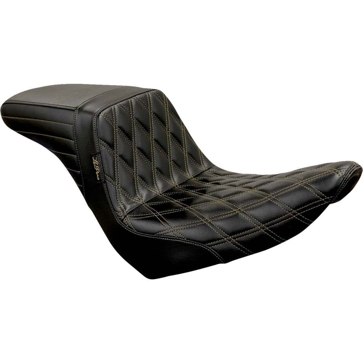 LE Pera #LYR-590DD-CHET - Kickflip Seat - Diamond w/Chestnut Stitching - Black - Softail '18-'23