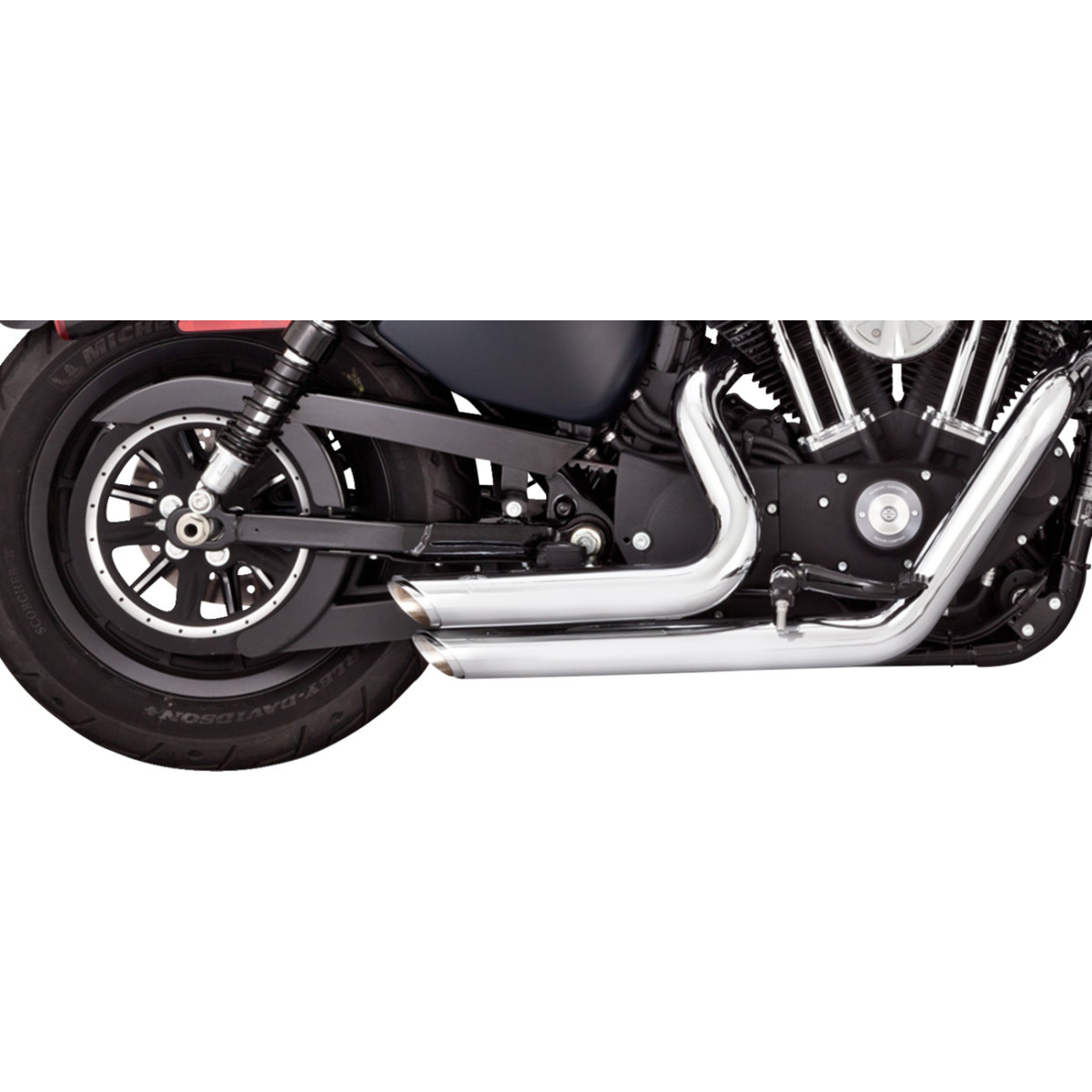 Vance & Hines #17329 - Shortshots Staggered Exhaust System - Chrome