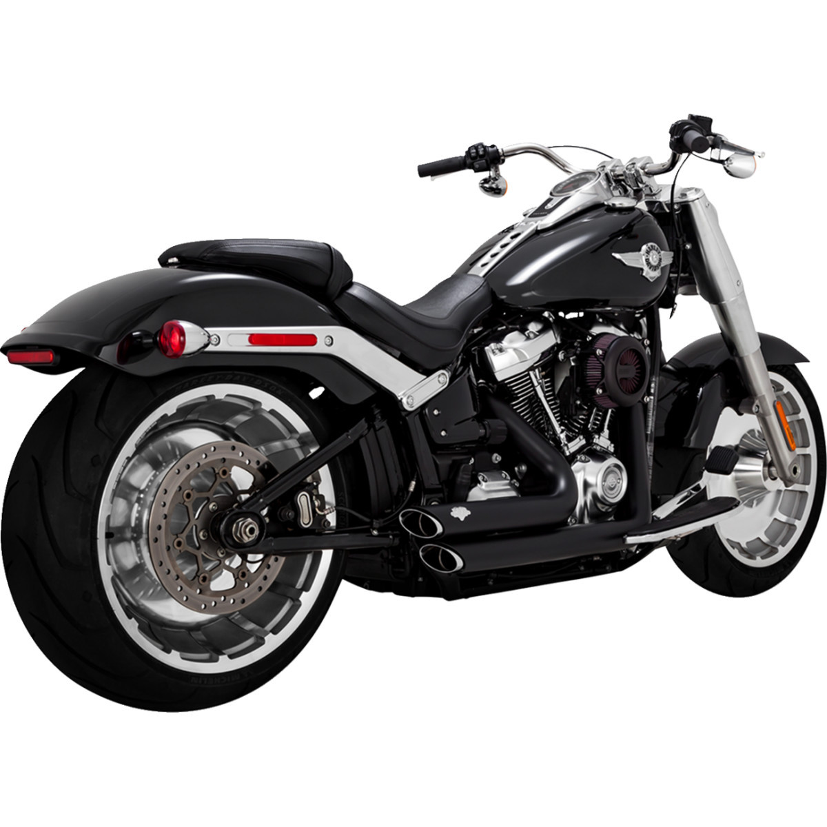 Vance & Hines #47335 - Shortshots Staggered Exhaust System - Matte Black