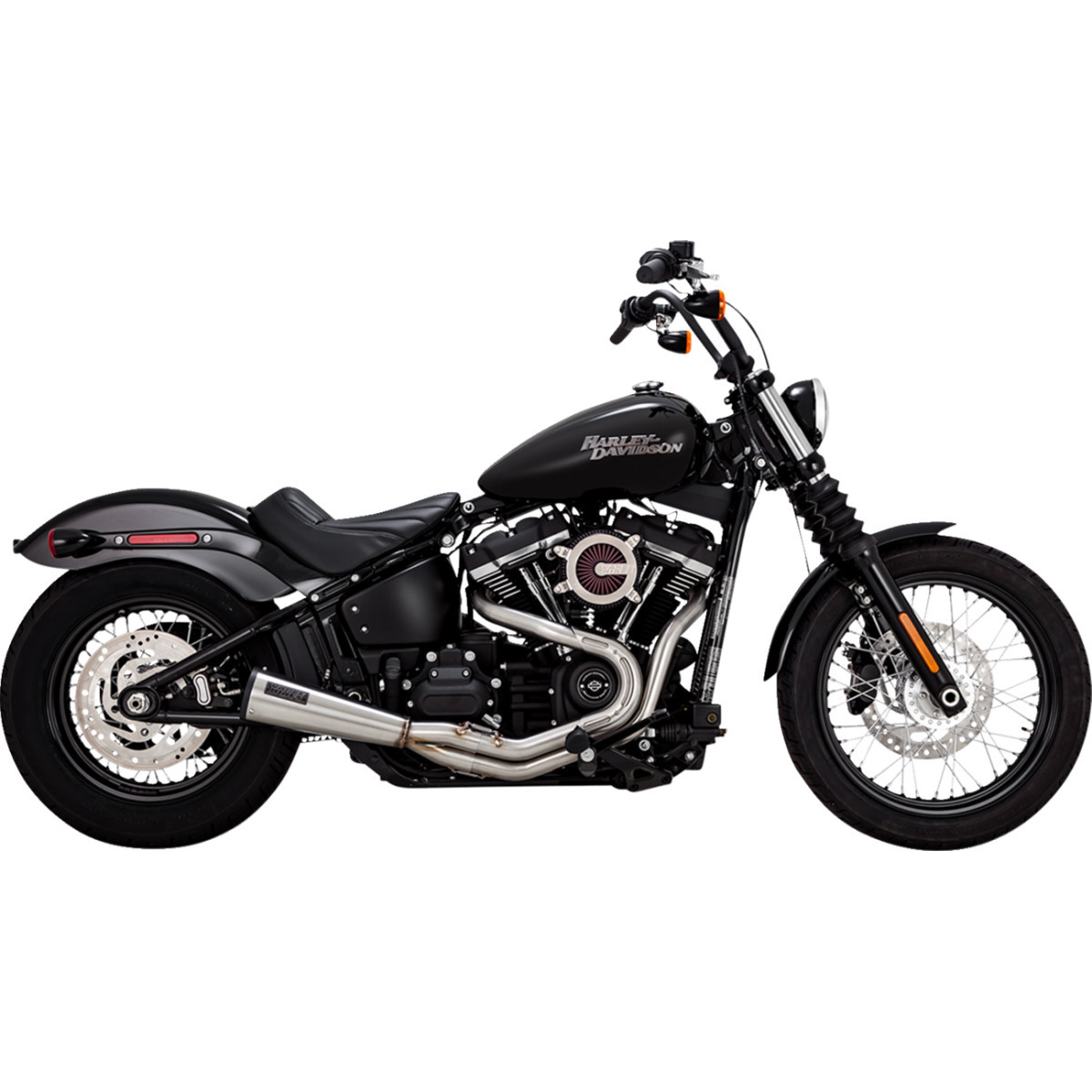 Vance & Hines #27323 - 2-into-1 Upsweep Exhaust System - Brushed - Stainless Steel