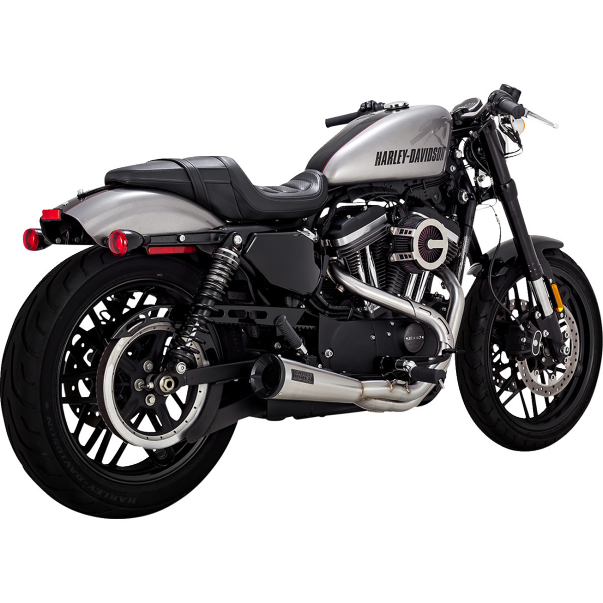 Vance & Hines #27327 - 2-into-1 Upsweep Exhaust System - Brushed - Stainless Steel