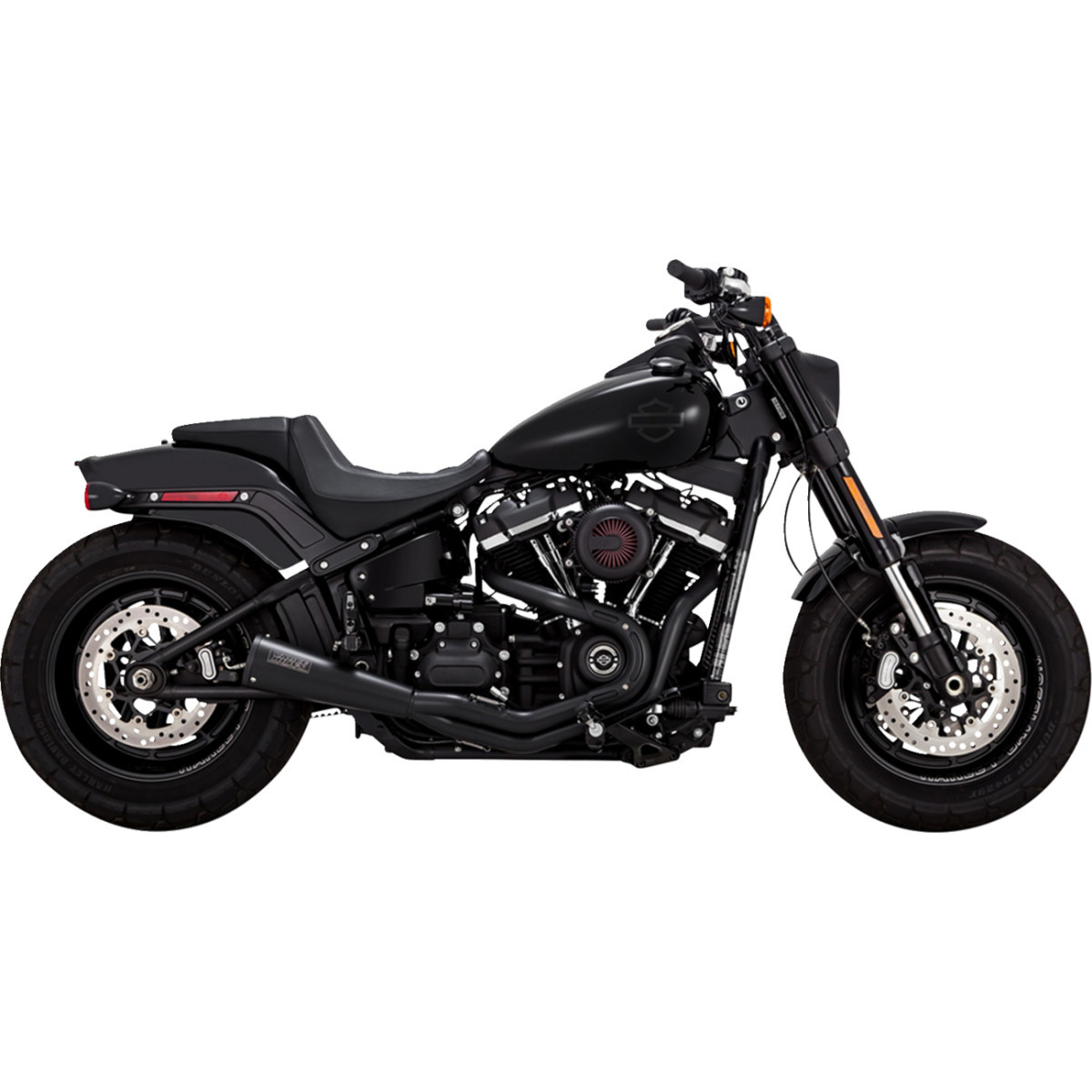 Vance & Hines #47323 - 2-into-1 Upsweep Exhaust System - Black - Stainless Steel