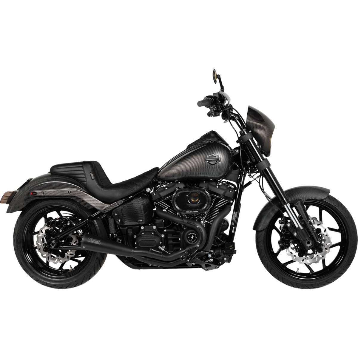 Vance & Hines #47323 - 2-into-1 Upsweep Exhaust System - Black - Stainless Steel