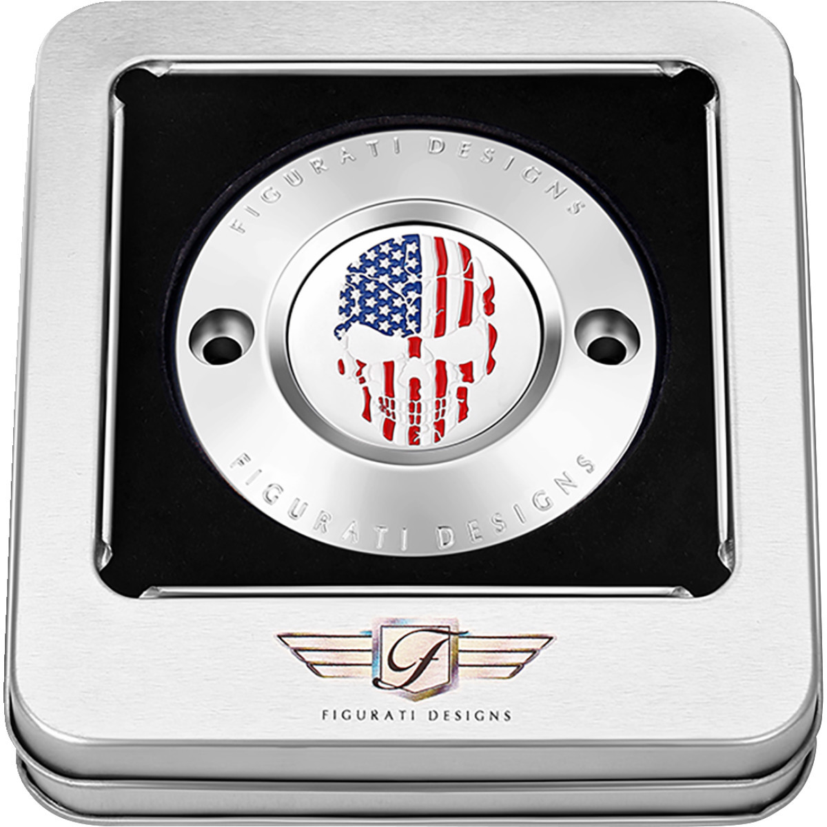 Figurati Designs #FD24-TC-2H-SS - Timing Cover - 2 Hole - Skull - Stainless Steel